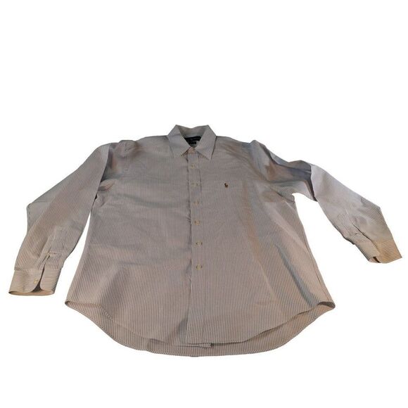 Ralph Lauren Yarmouth Button Up Shirt Men Sz XL 16 1/2-36 Striped Blue White Cla - Picture 1 of 7